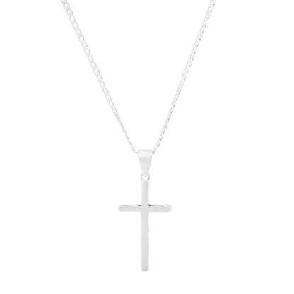 Sterling Silver Rope Chain And Cross Pendant