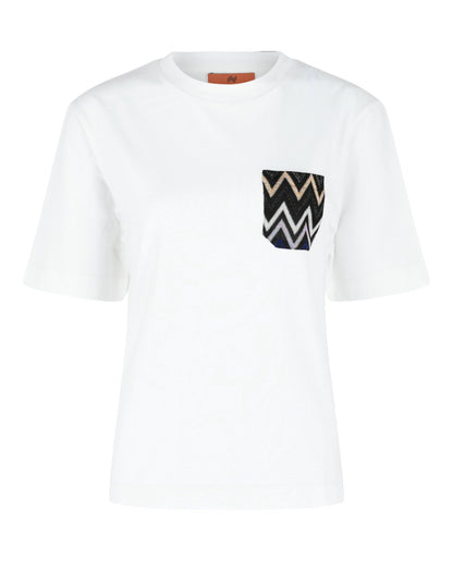 Missoni Cotton T-Shirt With Zig Zag Lamé Pocket