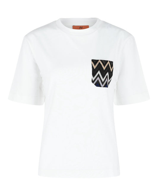 Missoni Cotton T-Shirt With Zig Zag Lamé Pocket