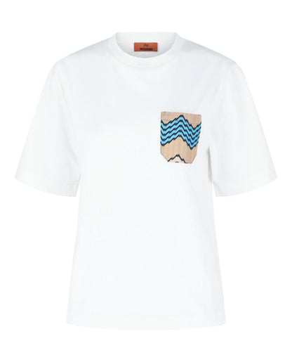 M Missoni Cotton T-Shirt With Zig Zag Embroidered Pocket