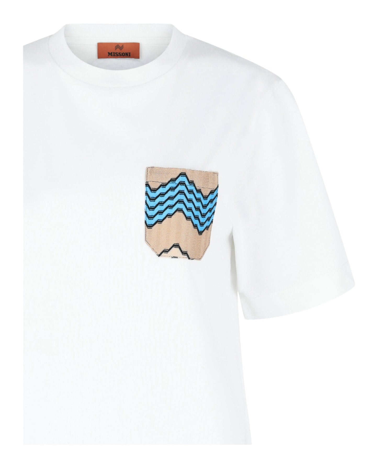 M Missoni Cotton T-Shirt With Zig Zag Embroidered Pocket