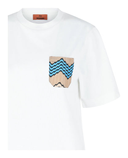 M Missoni Cotton T-Shirt With Zig Zag Embroidered Pocket
