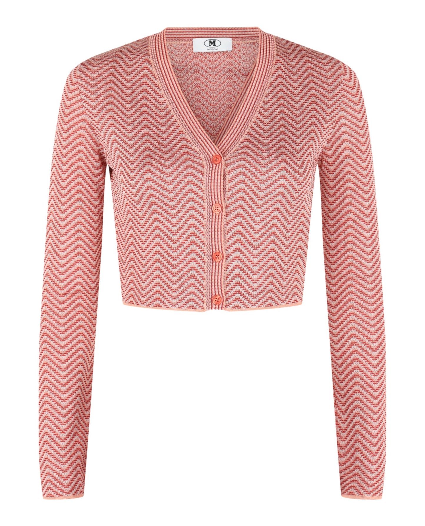 M Missoni Cropped Chevron Patterned Cardigan