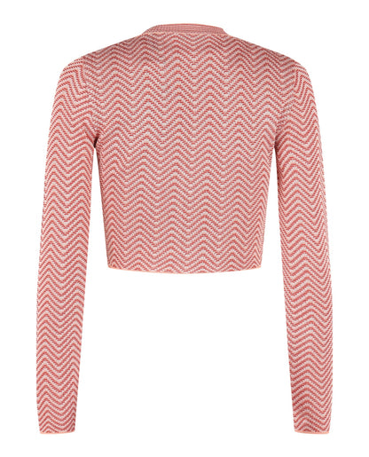 M Missoni Cropped Chevron Patterned Cardigan