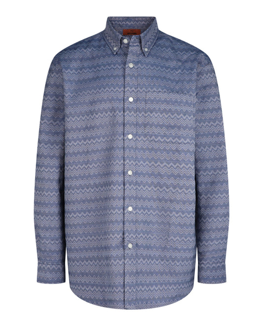 M Missoni Chevron-Pattern Long-Sleeve Button-Down Shirt