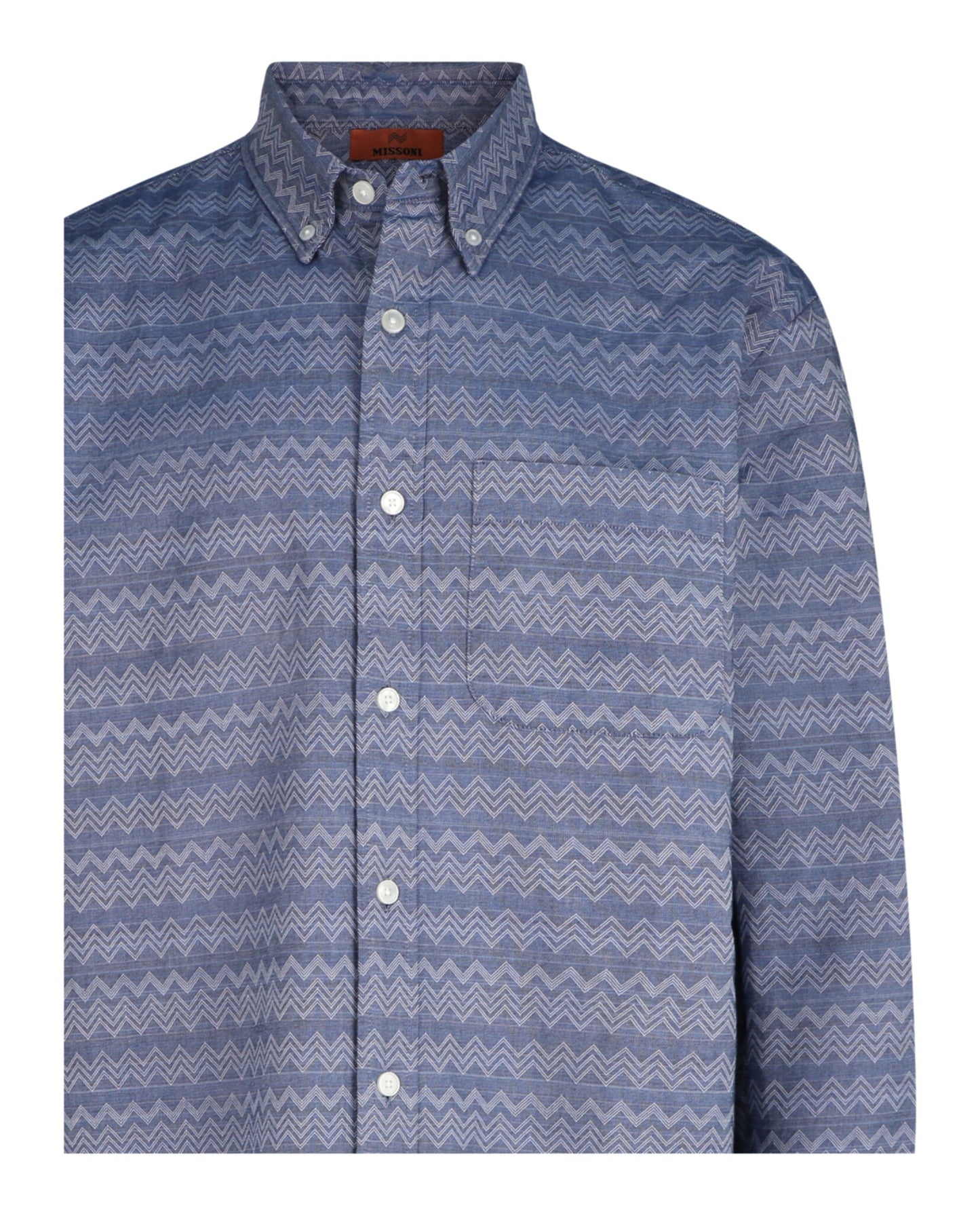 M Missoni Chevron-Pattern Long-Sleeve Button-Down Shirt