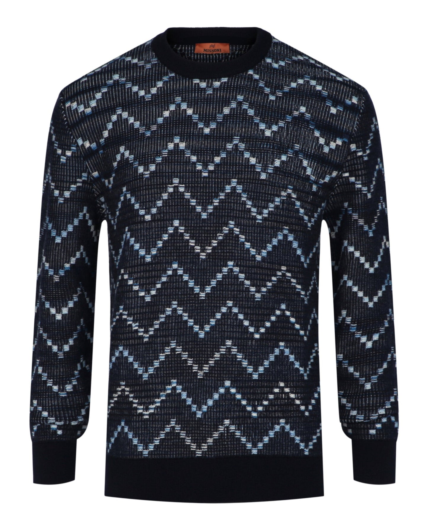 M Missoni Zig-Zag Crewneck Pullover Sweater