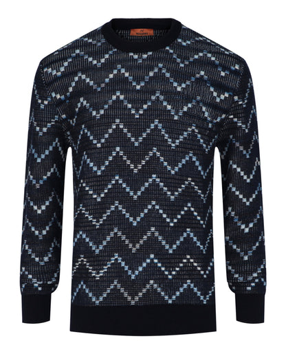 M Missoni Zig-Zag Crewneck Pullover Sweater