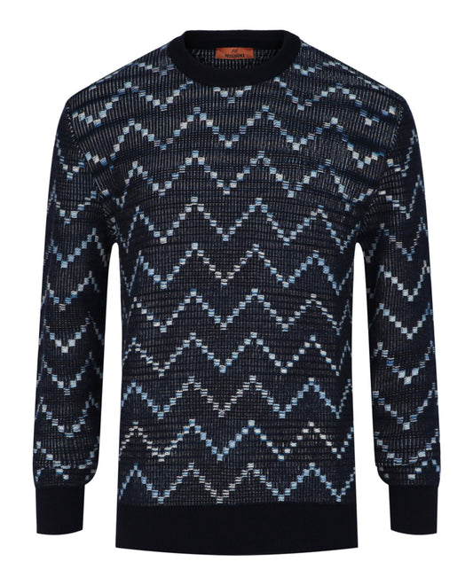 M Missoni Zig-Zag Crewneck Pullover Sweater