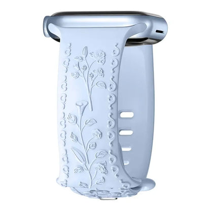 Apple Watch Silicone Band - Floral Engraved - Stylish Design