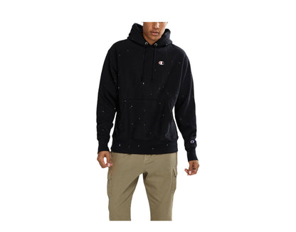 Champion C Life Reverse Weave Paint Splatter Men's Hoodie — Black