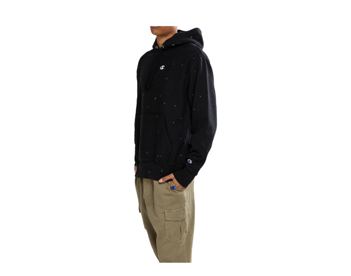 Champion C Life Reverse Weave Paint Splatter Men's Hoodie — Black