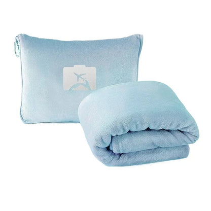 Coral Fleece Travel Blanket – 2-in-1 Portable Airplane Blanket & Pillow