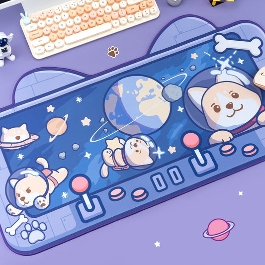Kawaii Shiba Inu in Space Desk Pad-