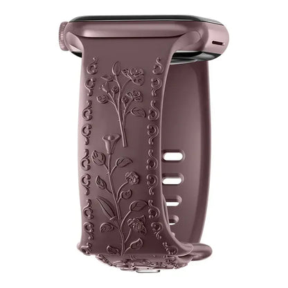 Apple Watch Silicone Band - Floral Engraved - Stylish Design
