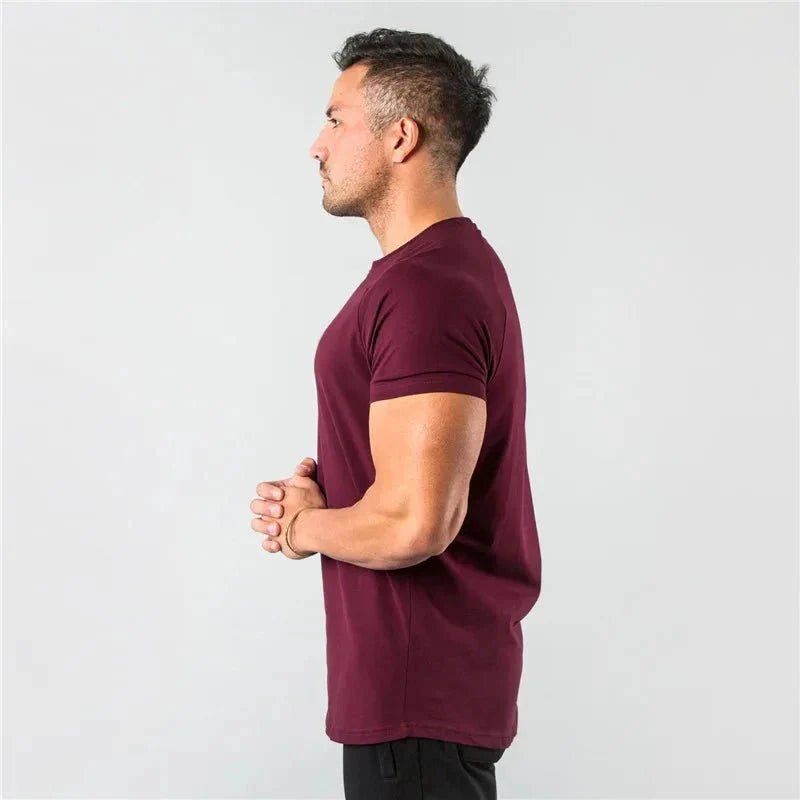T Shirt Men Casual Short Sleeve Muscle Joggers Bodybuilding Tshirt Male Gym Fitness Tops Tee Streetwear Slim Fit Summer T-shirt
