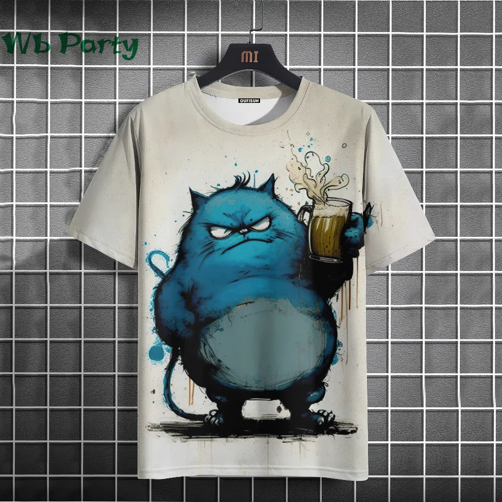 Cat Print T-shirts for Men - Y2K Graphic T-Shirt – Zulily