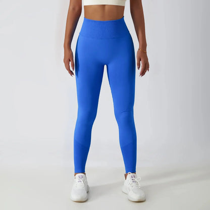 Seamless Ribbed Yoga Leggings – Tummy Control Fit