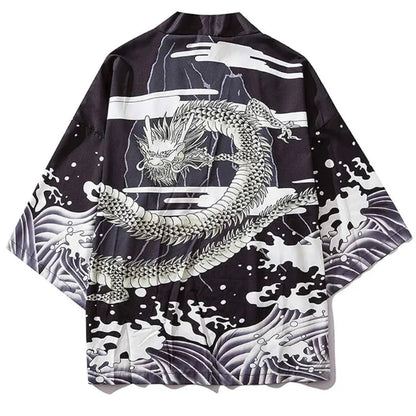 🐉 Summer Japanese Style Anime Dragon Print Haori Yukata