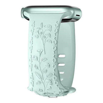 Apple Watch Silicone Band - Floral Engraved - Stylish Design
