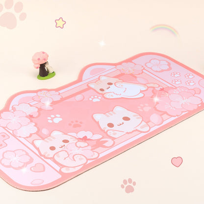 Kawaii Pink Cats in a Game Console Desk Pad-