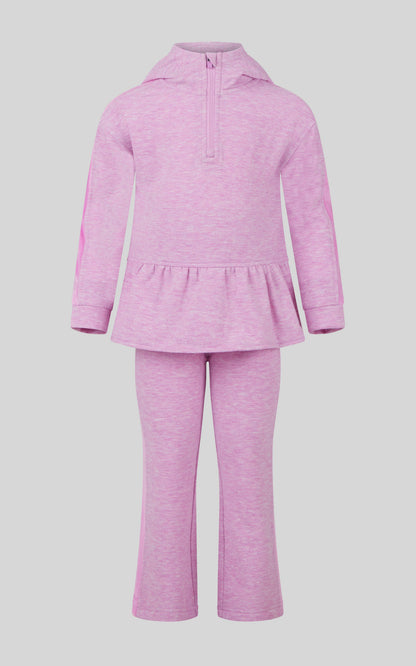 4-6X 3 PC Girls Confetti Half Zip Pullover + Flared Pant + Coin Purse Set