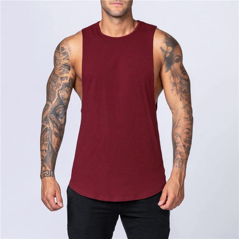 Men's Gym Clothing Summer Fitness Cotton Tank Top Men Jogging Bodybuilding Sleeveless Shirt Breathable O-Neck Casual Muscle Vest
