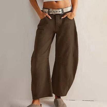 👖 Women's Y2K Baggy Mid-Waist Wide-Leg Jeans – 90s Streetwear Vibe