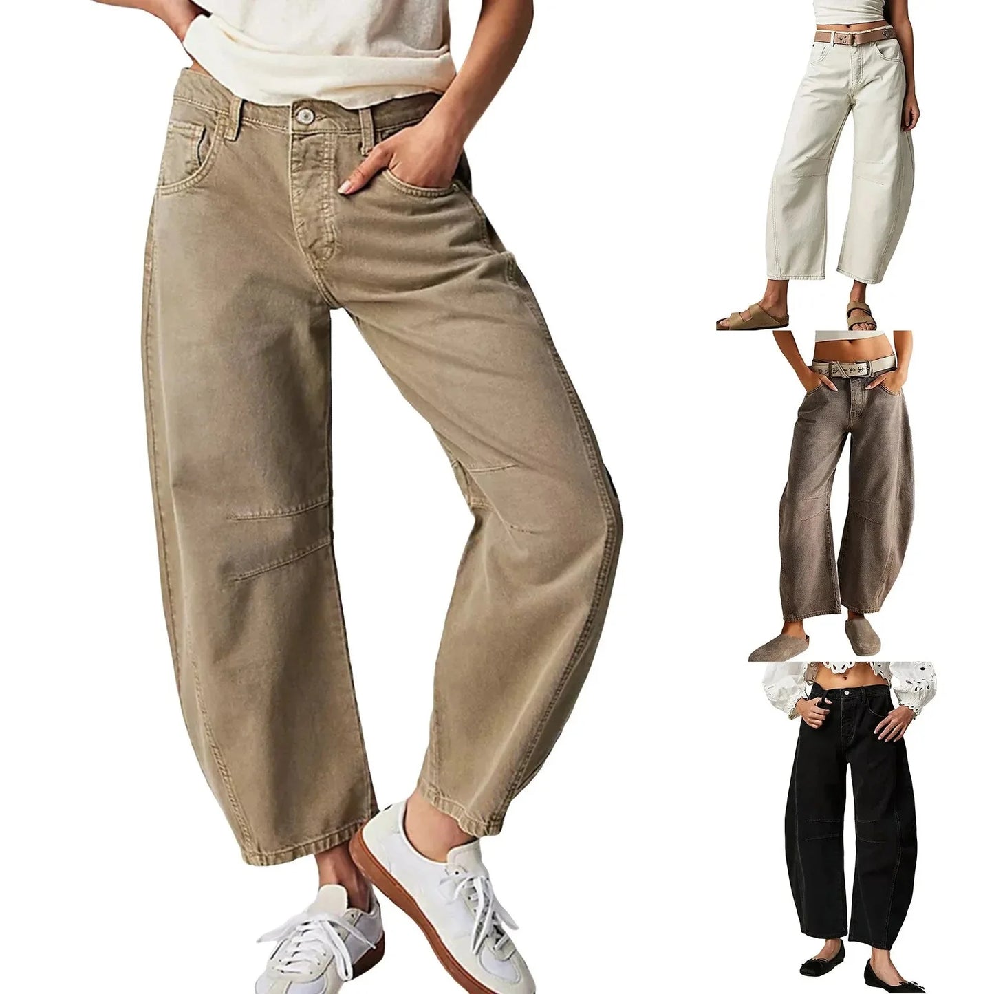 👖 Women's Y2K Baggy Mid-Waist Wide-Leg Jeans – 90s Streetwear Vibe