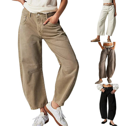 👖 Women's Y2K Baggy Mid-Waist Wide-Leg Jeans – 90s Streetwear Vibe
