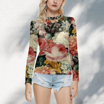 🌸 Vintage Floral Mesh Blouse