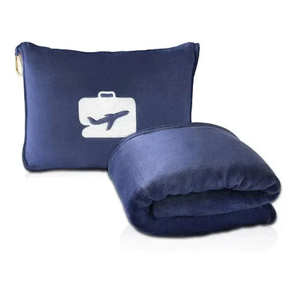Coral Fleece Travel Blanket – 2-in-1 Portable Airplane Blanket & Pillow
