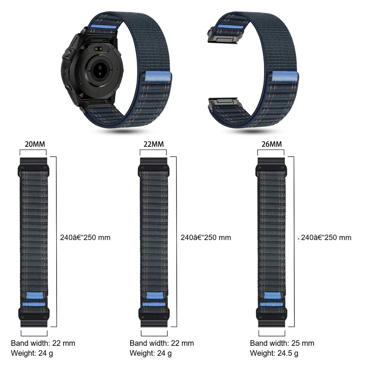 Garmin Nylon QuickFit Smartwatch Band - Loop Strap
