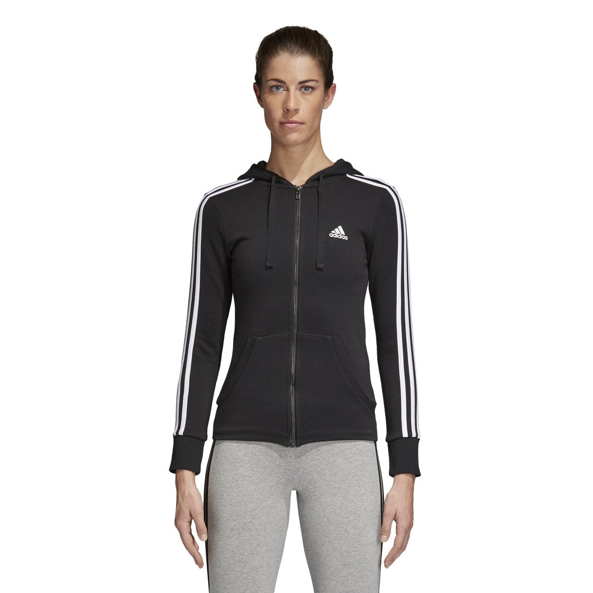 adidas Women's Essentials 3 Stripe Full Zip Hoodie