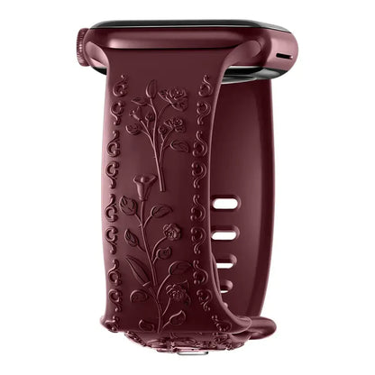 Apple Watch Silicone Band - Floral Engraved - Stylish Design