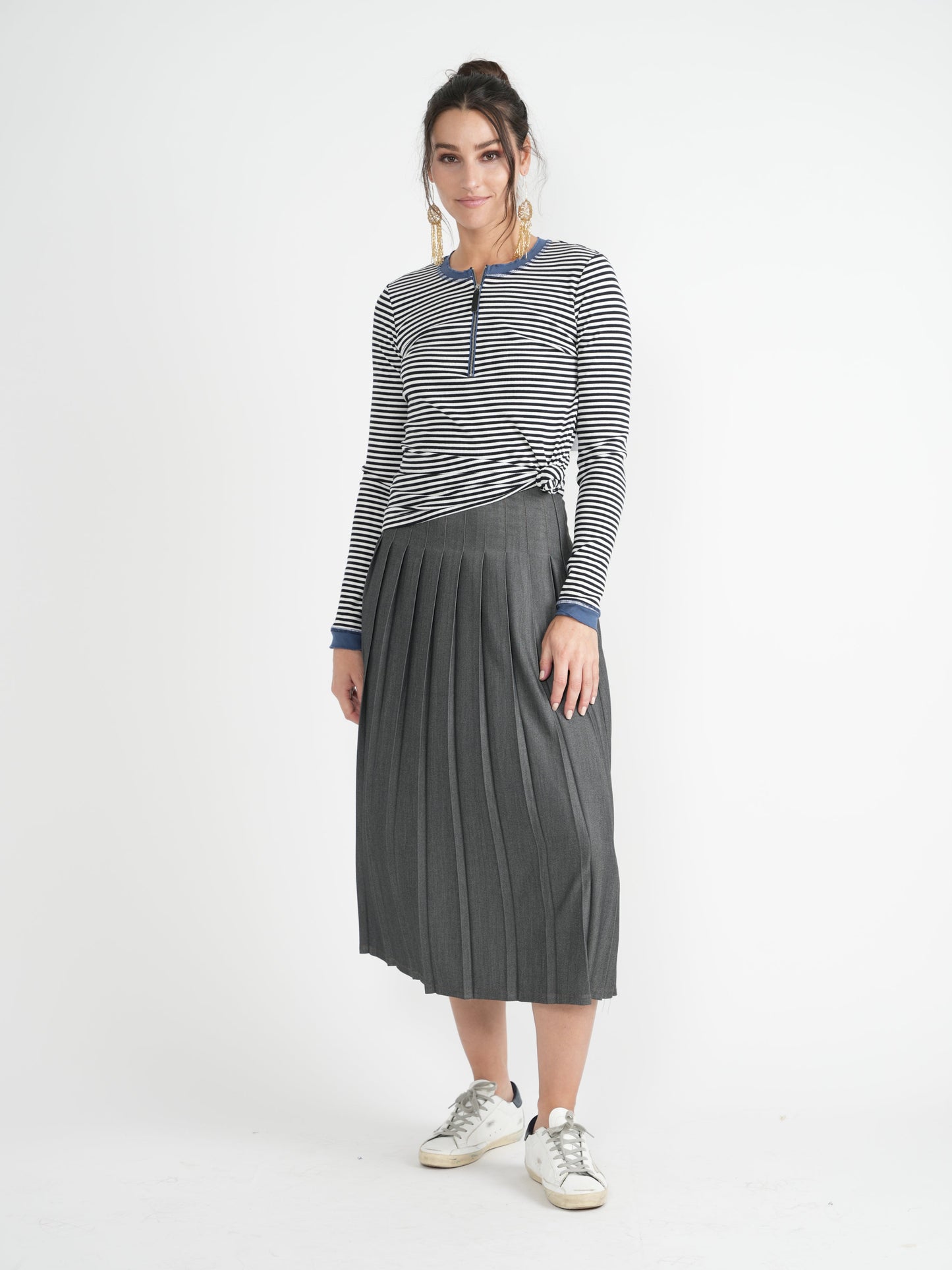 Maternity Striped V Neck Top