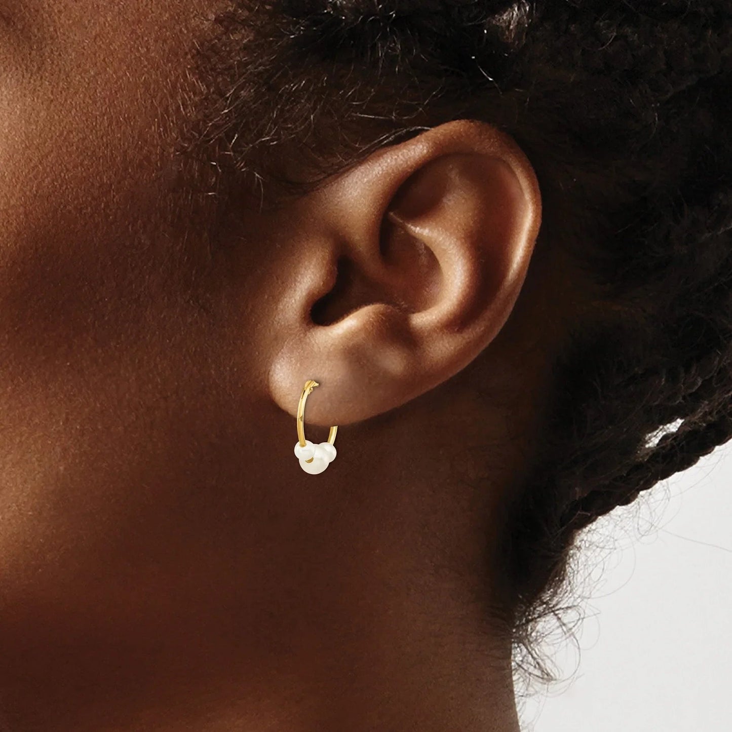 14K Yellow Gold Madi Pearl Hoop Earrings