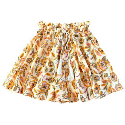 Sekar Floral Skort In Yellow | High-Waisted Cotton Skirt Shorts
