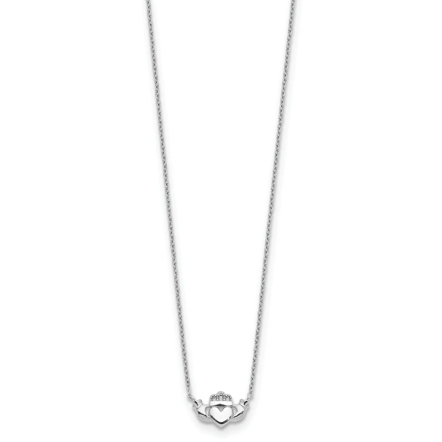 14k White Gold Claddagh Necklace