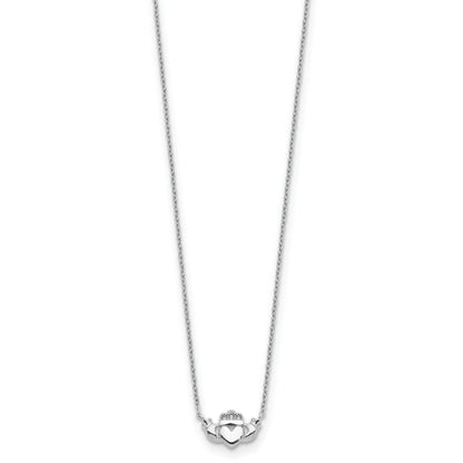14k White Gold Claddagh Necklace