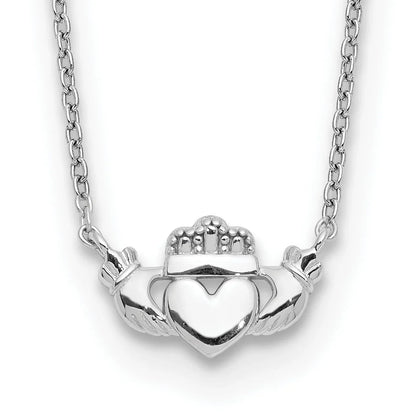 14k White Gold Claddagh Necklace