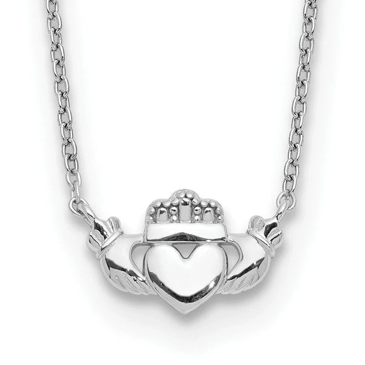 14k White Gold Claddagh Necklace