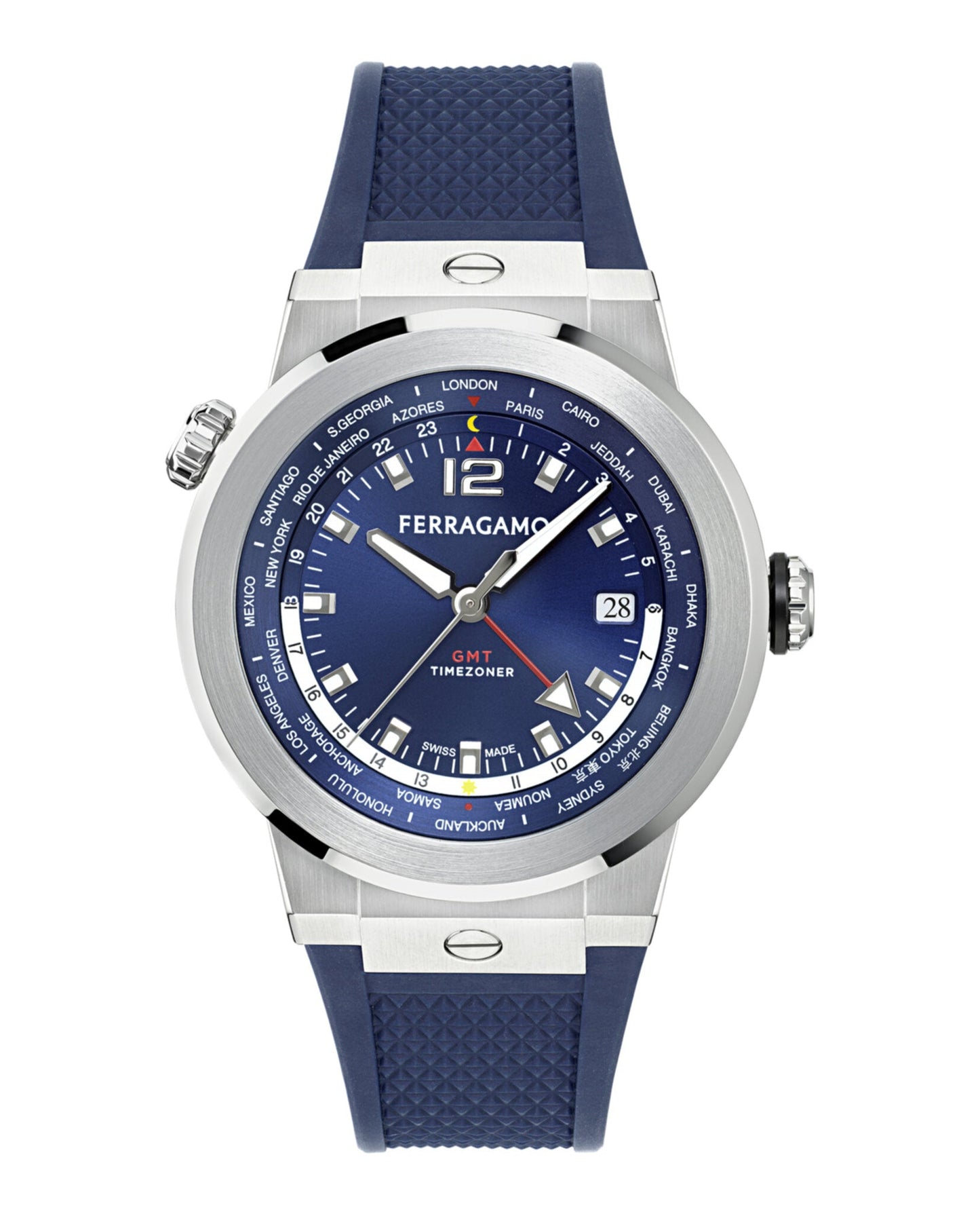 Ferragamo F-80 GMT Worldtime Silicone Watch