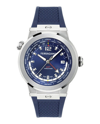 Ferragamo F-80 GMT Worldtime Silicone Watch