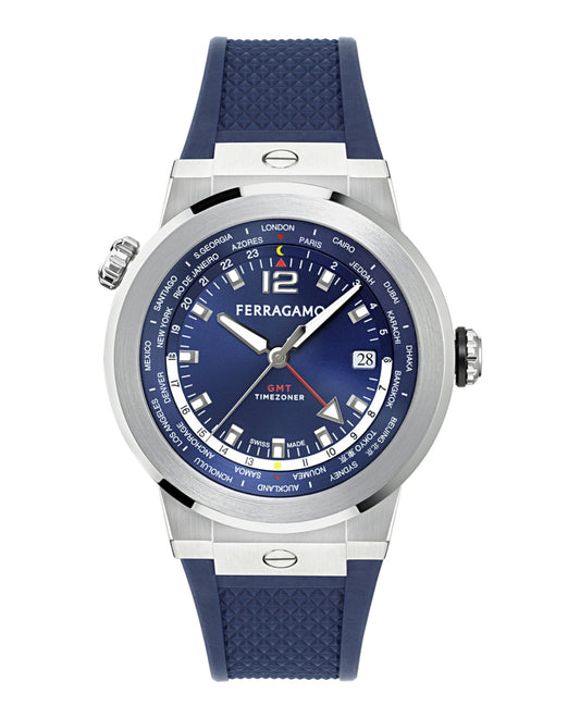 Ferragamo F-80 GMT Worldtime Silicone Watch