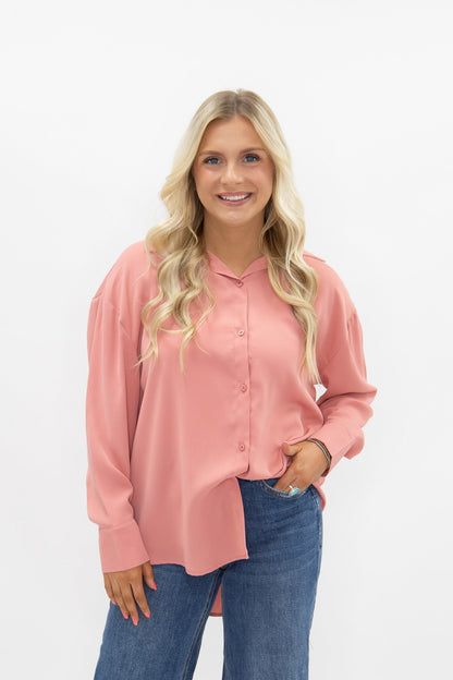 Kathryn Classic Button-Up, Blush Pink