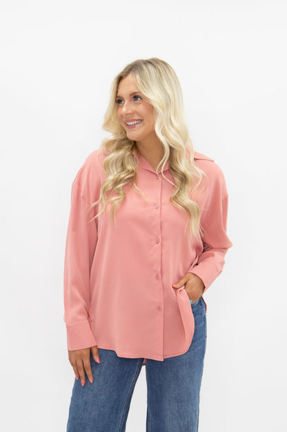 Kathryn Classic Button-Up, Blush Pink
