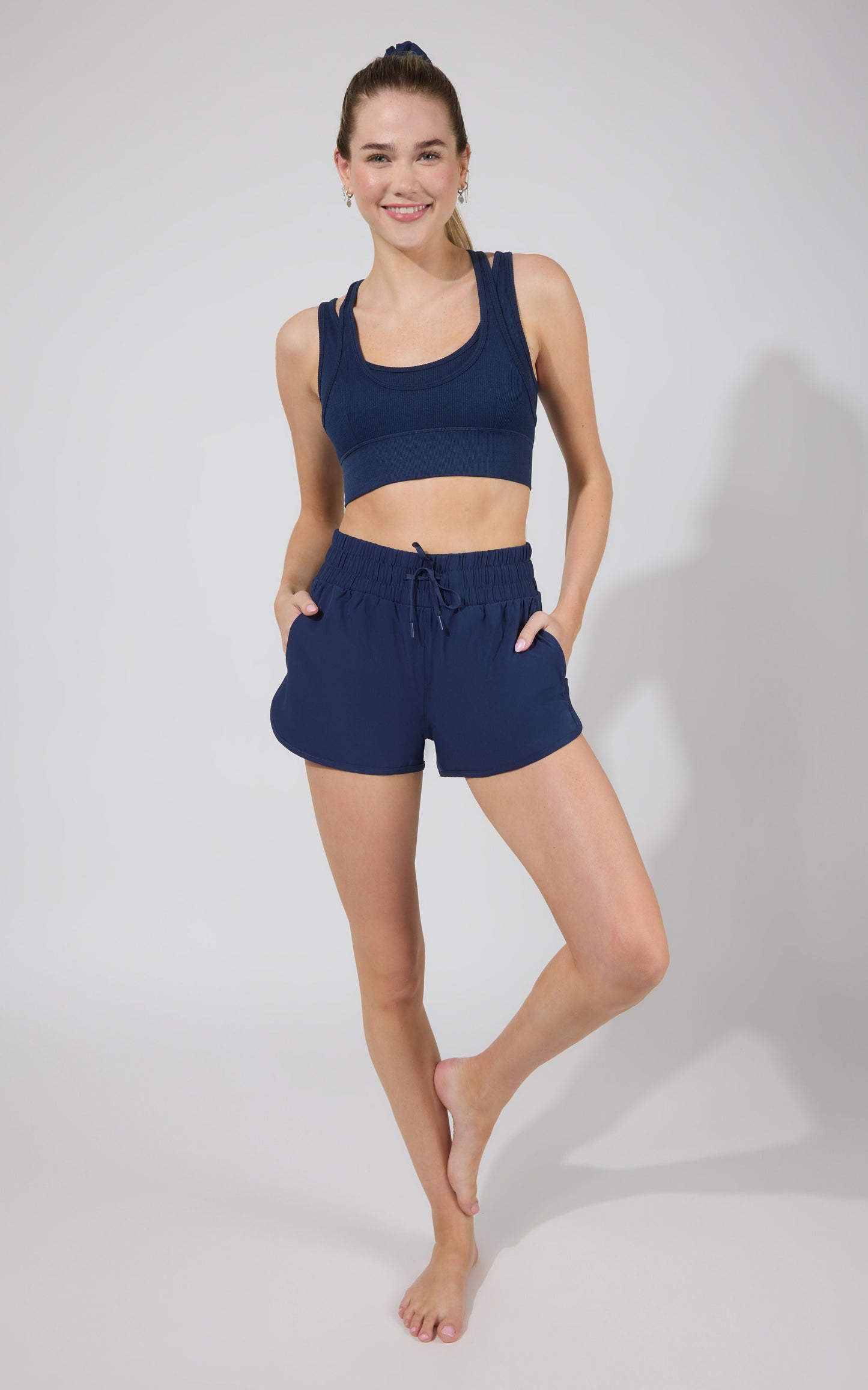 Seamless  Double Layer Bra & Running Short w Scrunchie