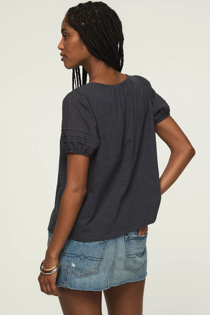 Lucky Brand Women's Short Sleeve Square Neck Top - India Ink