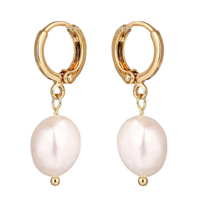 Mint & Lily Freshwater Pearl Drop Huggie Earrings